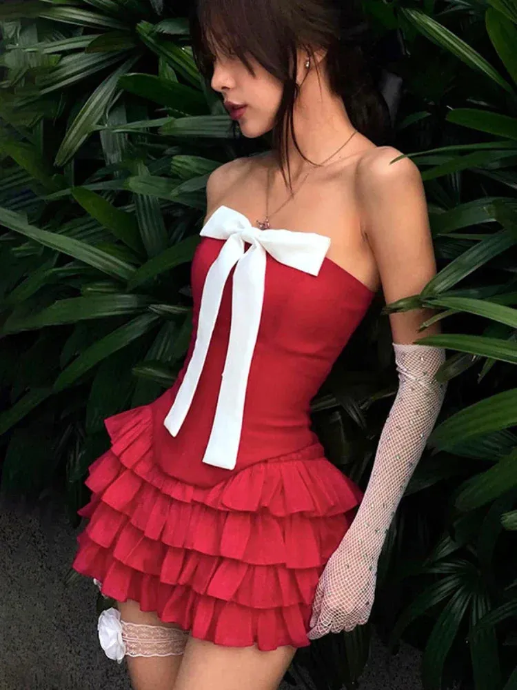 Splice Off Solid Crop Slim Backless Bow Bodycon Party Sexy Club Shoulder Top