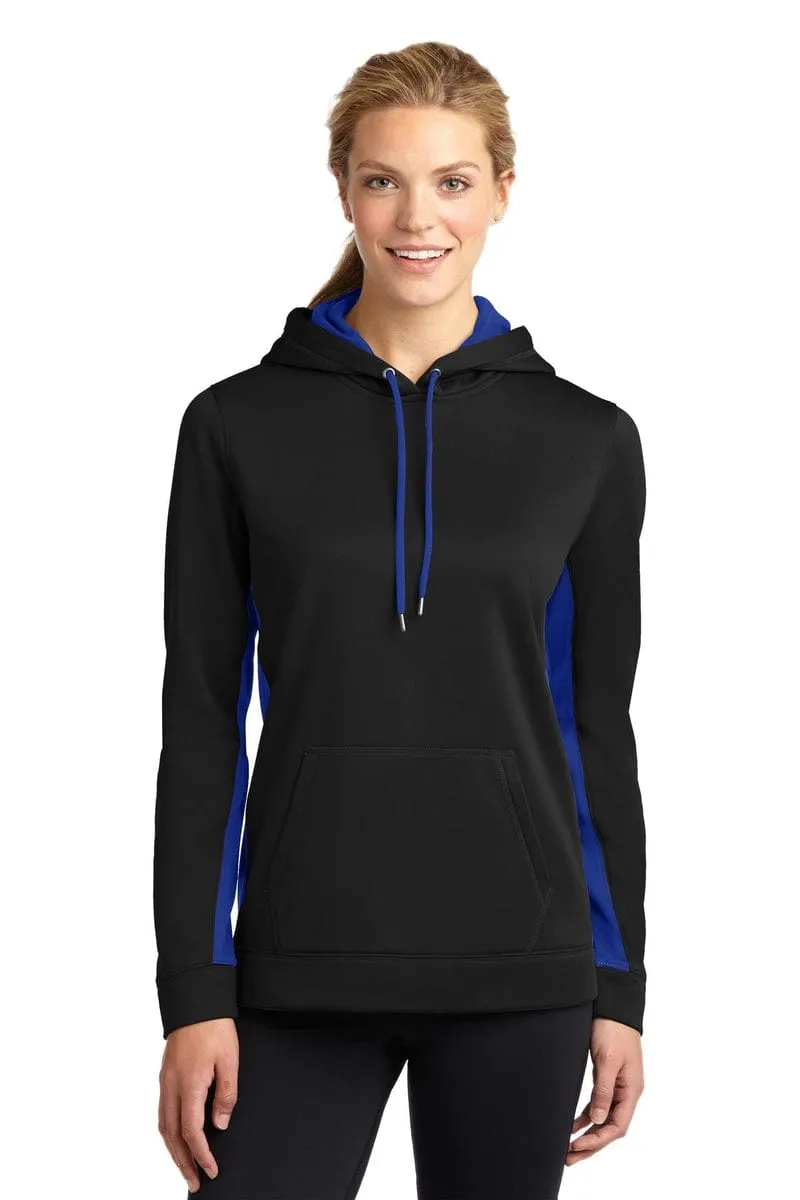 Sport-Tek LST235: Ladies Sport-Wick Fleece Colorblock Hooded Pullover
