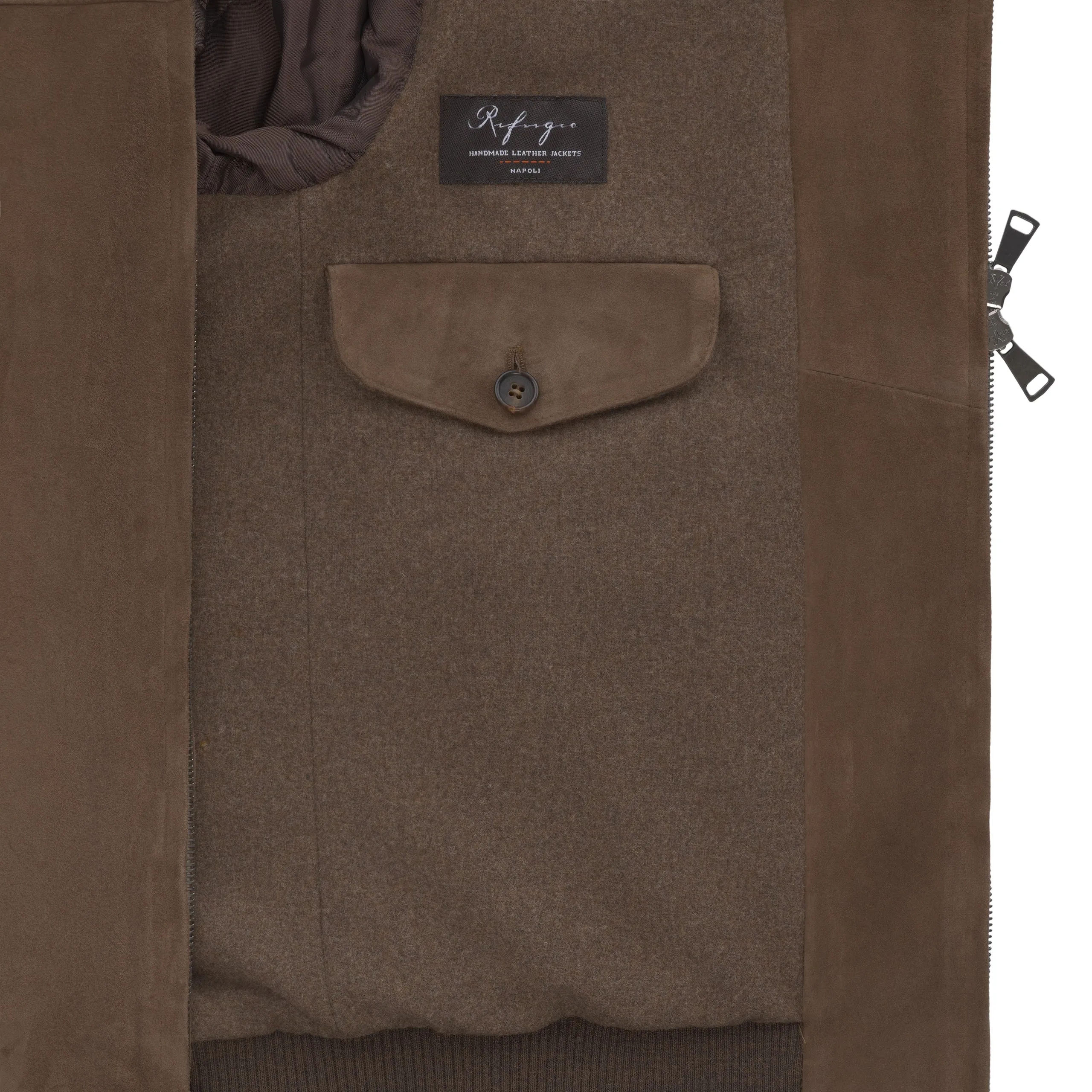 Suede Leather Bomber Jacket in Beach Brown
