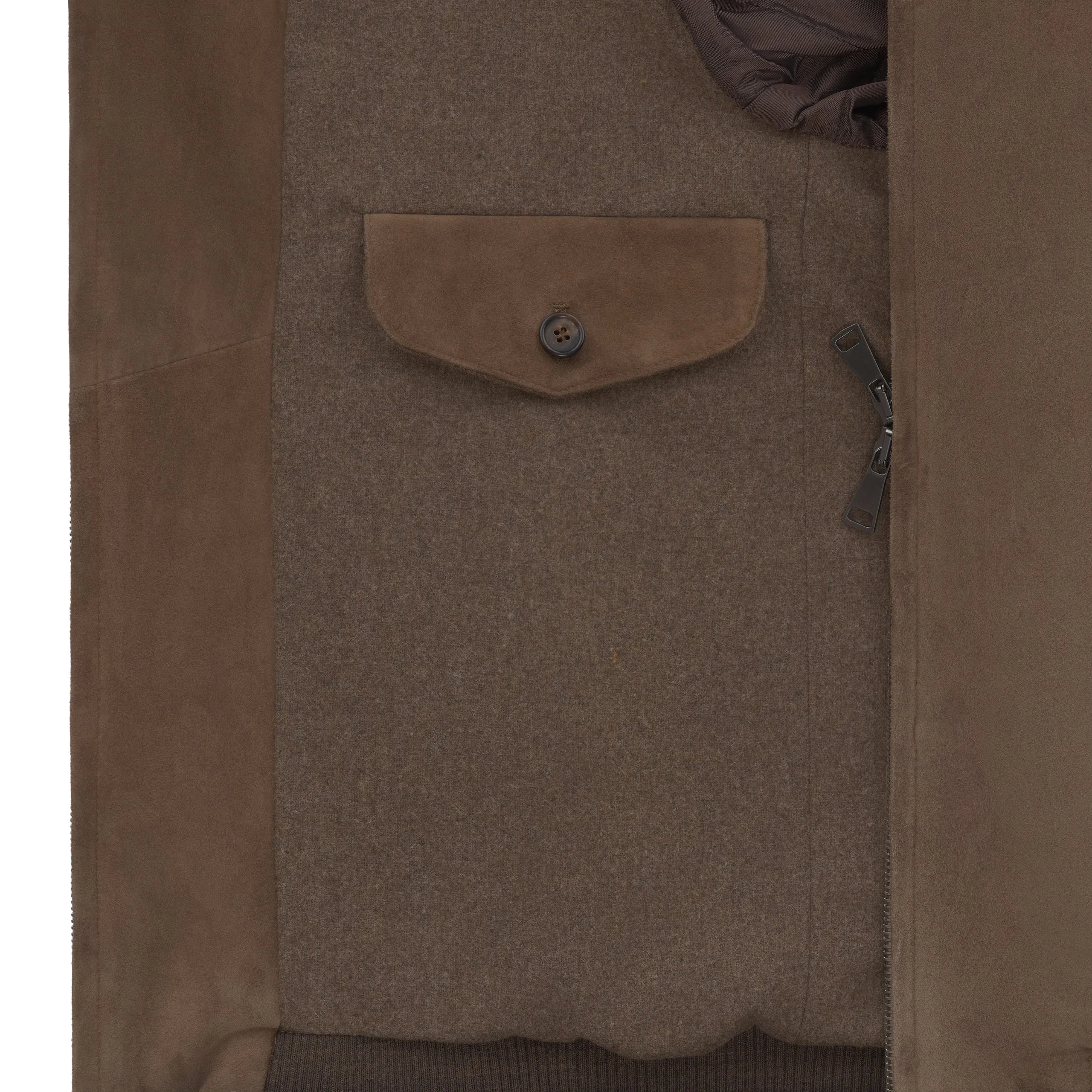 Suede Leather Bomber Jacket in Beach Brown