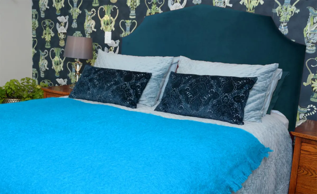 Turquoise Blue Mohair Throw Blanket