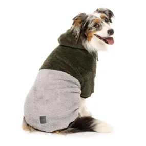 Two-Tone Teddy Hoodie | Moss   Grey