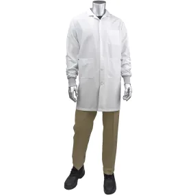 Uniform Technology BR51C-47WH-L StatMaster Long ESD Labcoat - ESD Knit Cuff