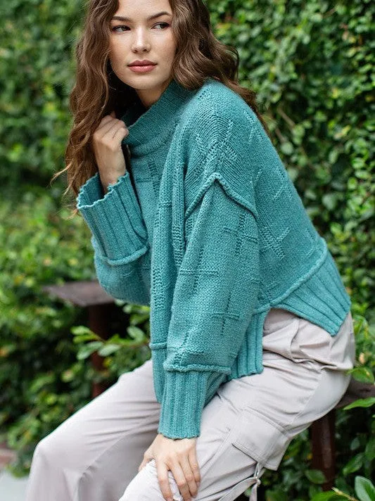 Up Your Sweater Game Oversized Knit Sweater with Cross Pattern