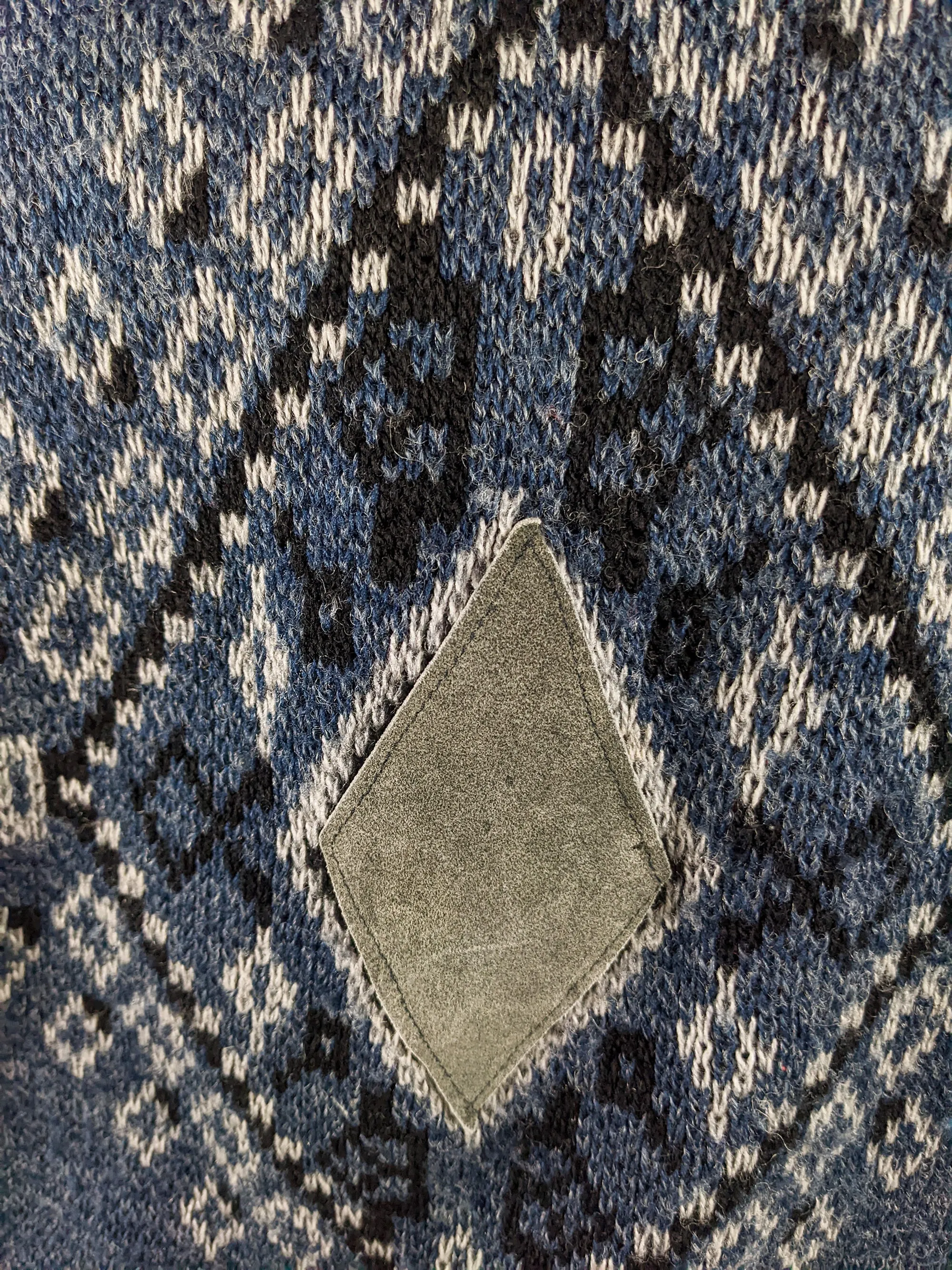 Vintage 1980s Mens Wool Blend Suede Patch Jumper