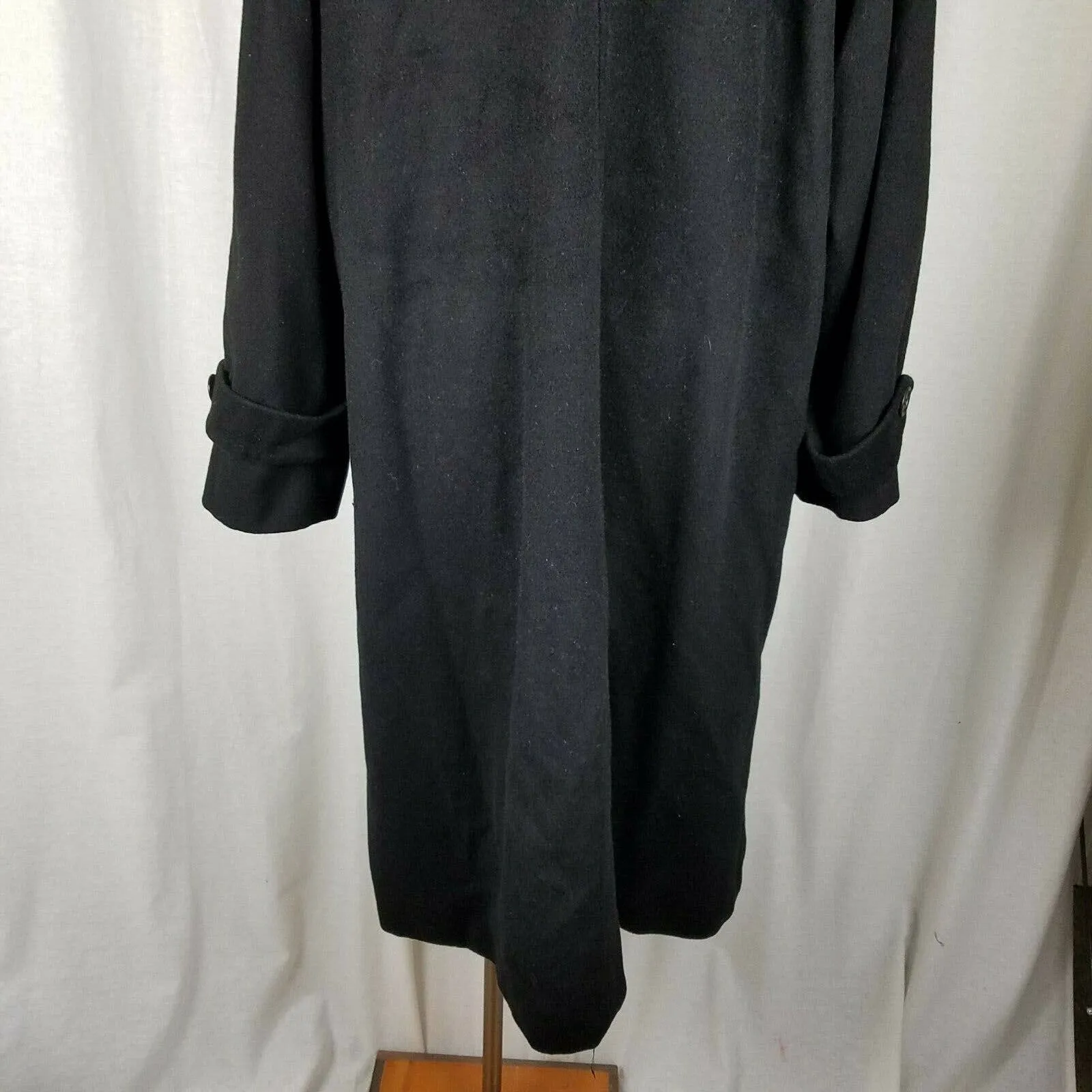 Vintage Jones New York Long Maxi Pure Wool Stroller Coat Peacoat Womens L Black