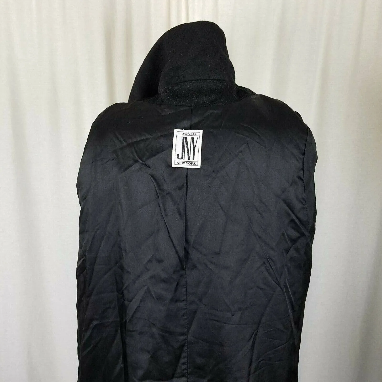 Vintage Jones New York Long Maxi Pure Wool Stroller Coat Peacoat Womens L Black