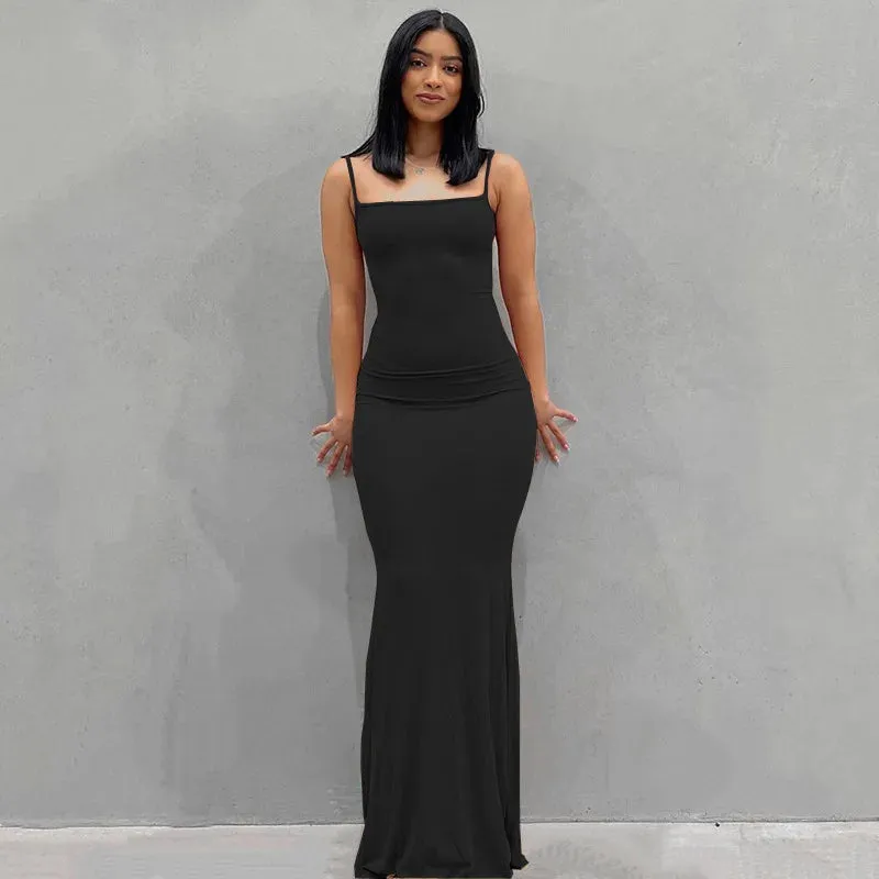 Wjczt Satin Slip Sleeveless Backless Maxi Dress Women 2023 Y2K Summer Bodycon Elegant Sexy Outfits Ladies Birthday Party Club Sundress