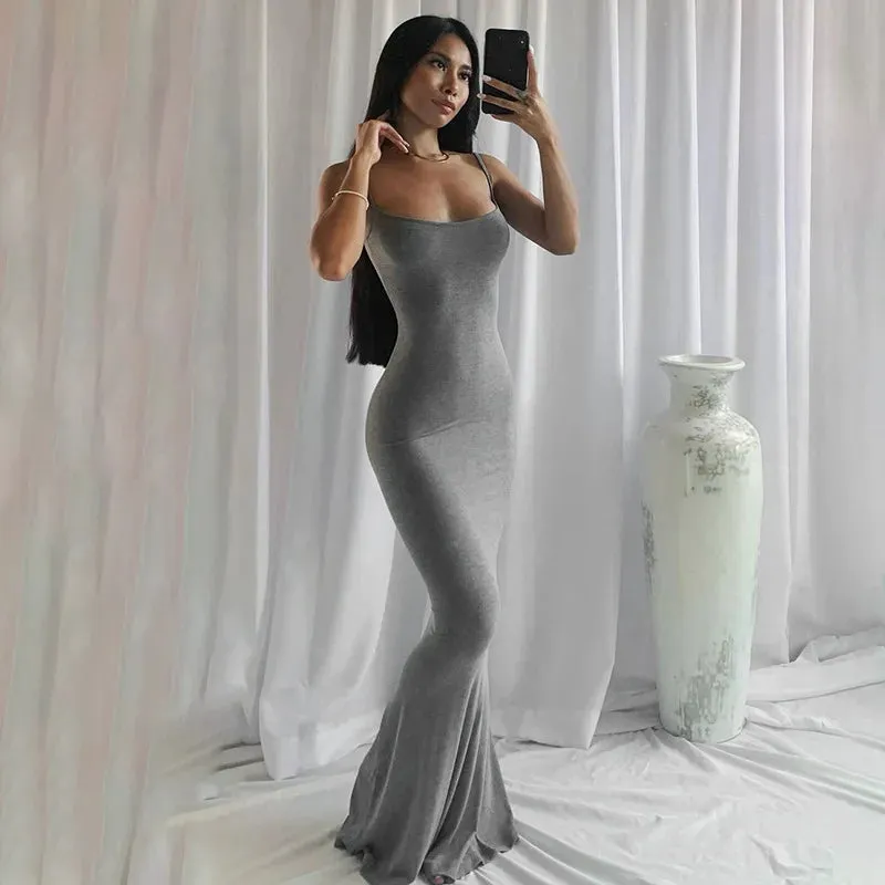 Wjczt Satin Slip Sleeveless Backless Maxi Dress Women 2023 Y2K Summer Bodycon Elegant Sexy Outfits Ladies Birthday Party Club Sundress